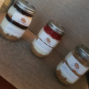 three jars of sweet treats