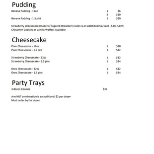 a sample of the menu