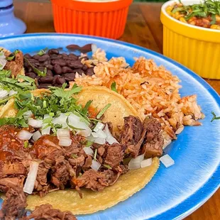 Carne asada and jackfruit tacos.