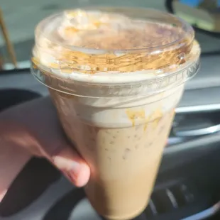 Sugar twist stepped up the coffee game recently...got a pumpkin iced latte. This is a large (24 oz). So good!