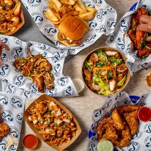 All natural fresh chicken sandwiches, strips, wings, and salads.