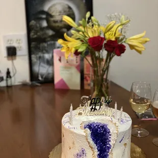 a birthday cake on a table