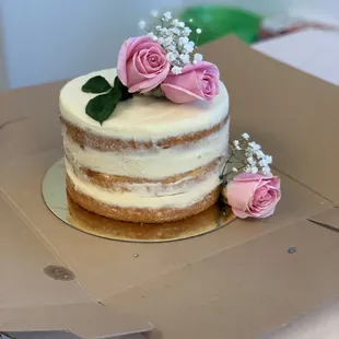 Cake with raspberry filling.