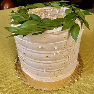 A classy cake, that went perfectly with her wedding colors/scheme, I ordered for a friend&apos;s bachelorette party