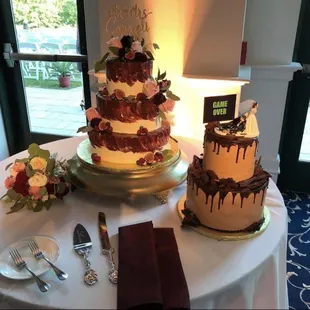 three tiered cakes on a table