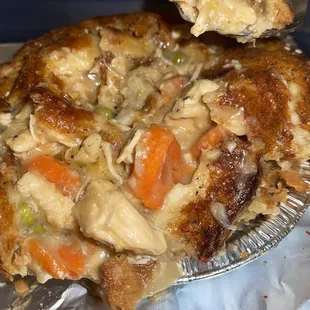 Inside the chicken pot pie... Yumm-o!!!