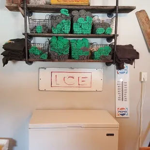 Ice and T-shirts available in camp office.