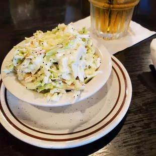 Cole Slaw or House Salad comes with dinner meal choice.  It was plentiful and tasty too!  6/1/2022