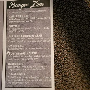 Burger Zone!  I&apos;ll be back to enjoy one off this menu.   6/1/2022
