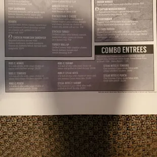 Combo Entree Menu(Carry out) Regular was difficult to photo with light glare.  6/1/2022