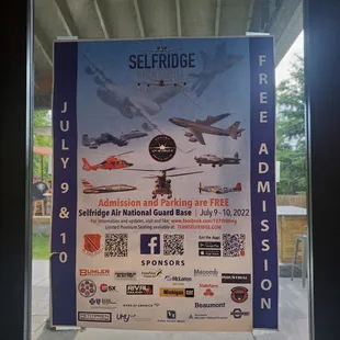 Advertisement for Selfridge Air Show:  July 9th and 10th.  6/1/2022