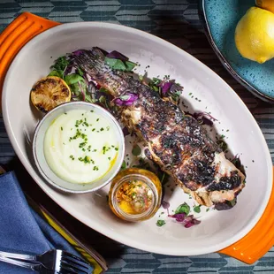 grilled fish, food