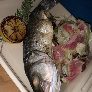 whole roasted branzino