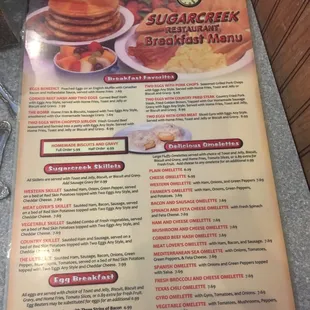 Breakfast menu. They have a lunch and dinner menu as well.