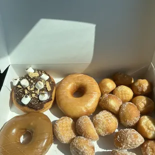 S'mores, maple, honey glazed, and donut holes