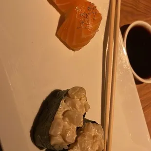 Salmon Sushi and Bay Scallops (2-Pc)