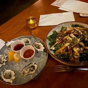 Oysters were good. Kale salad was gross
