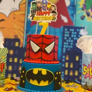 a birthday cake for a superhero themed party