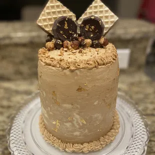 Keto/ No sugar added Chocolate/ Vanilla Marble Cake w/ Swiss Coffee Hazelnut Buttercream Frosting.