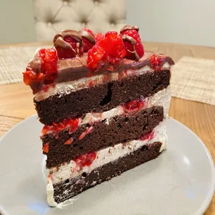 a piece of cake on a plate