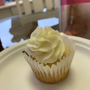 a cupcake on a plate