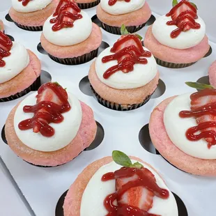 Strawberry Mochi Cupcakes