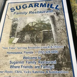 a sign for the restaurant