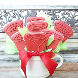 a bouquet of valentine's day lollipops