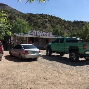 trucks parked outside