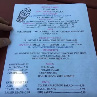 menu
