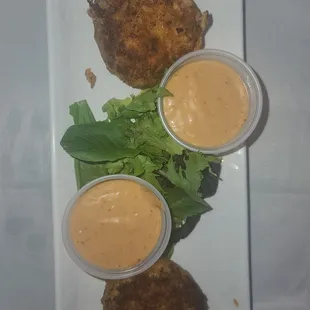 Crab cakes.