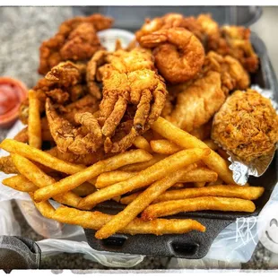 a basket of fried food