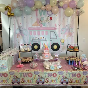 Two Sweet Birthday Dessert table