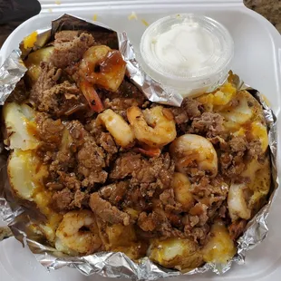 Steak &amp; Shrimp Baked Potato