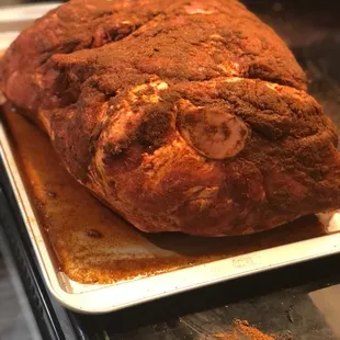 Pork butt ready for smoke or bake