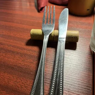cute fork and knife set up