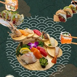 sushi and sashimi, sashimi, sushi, food