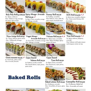 sushi and sashimi, menu