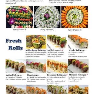 menu, sushi and sashimi