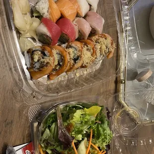 Rainbow Roll, Smokey Bear &amp; House Salad