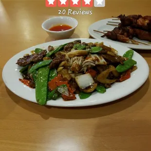 Oyster beef and chicken sticks