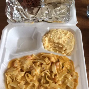 Crawfish fettuccine dinner