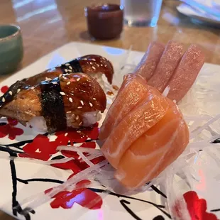 Otoro, Salmon Sashimi, Unagi Nigiri