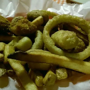 The hodgepodge, frozen bar appetizers.