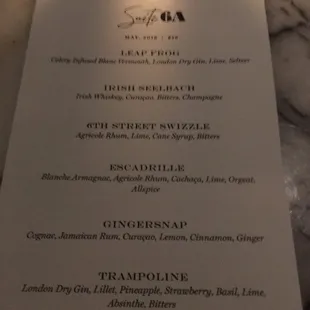 a close up of the menu
