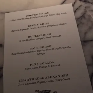 the menu for the dinner