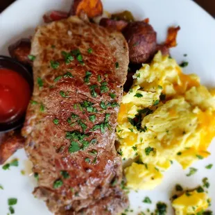 Steak and eggs