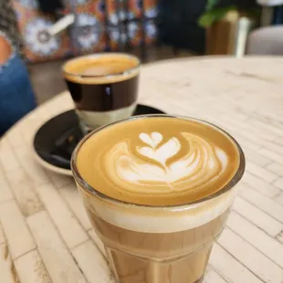 Double cortado and a bombon