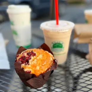 Orange Cranberry Muffin and Chai Latte