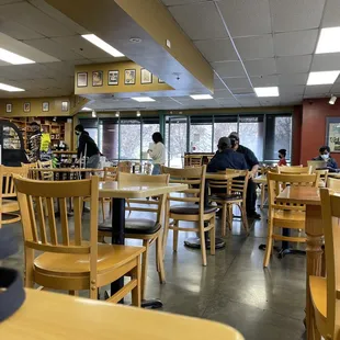 Large cafe with tons of setting to work from. All the window seats were taken.